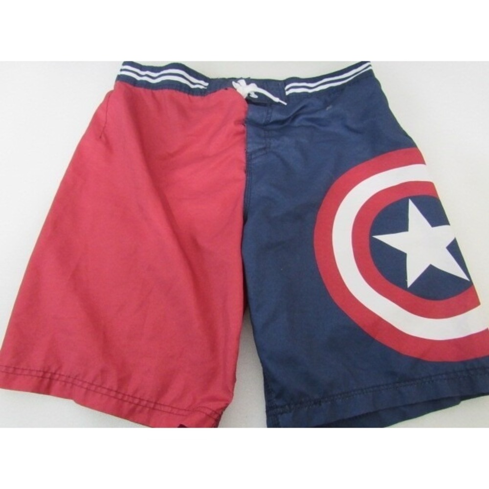 Marvel Captain America Board Shorts Mens XL Red Blue Swim Trunks With Lining